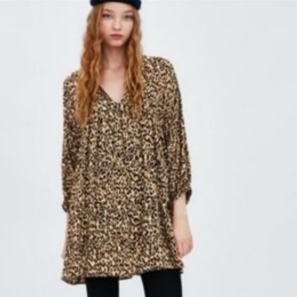 Zara Baby Doll Cheetah Print Dress with Pockets
